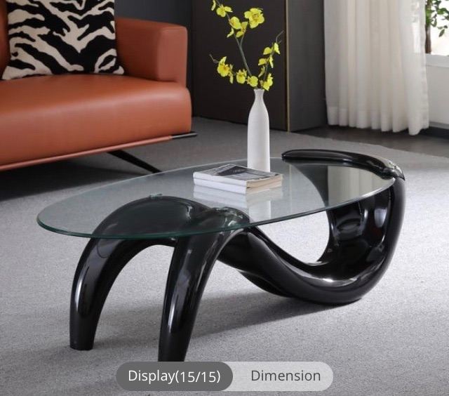 Large contemporary beautiful glass coffee table fish tail style FREE DELIVERY 