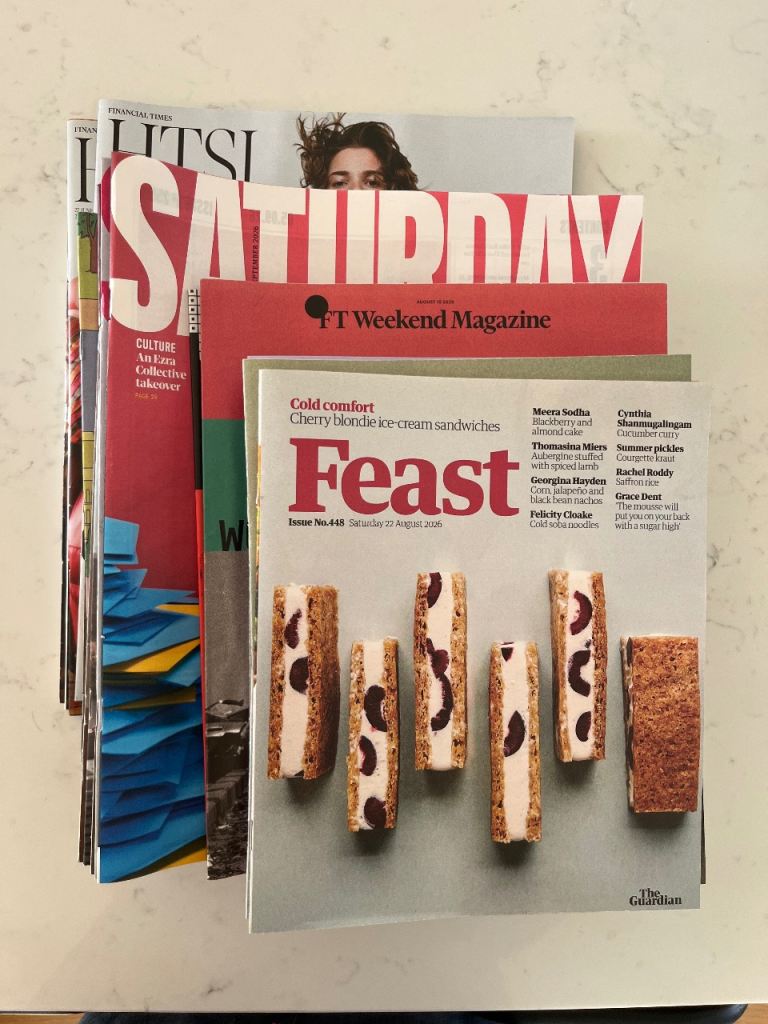 Free Guardian and Financial Times magazines