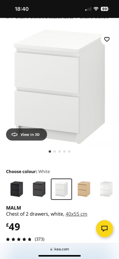 Ikea Malm bedside table