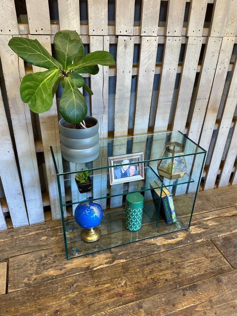 Habitat glass shelves / side table vintage retro mid century style 