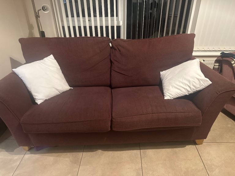 3 2 1 Sofa Suite – Lilac and Plum, Good Condition