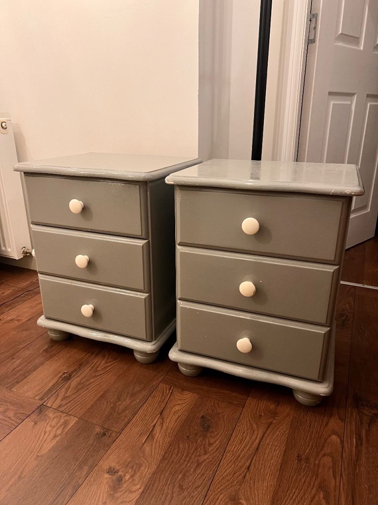 image for 2 x Grey Bedside Tables 