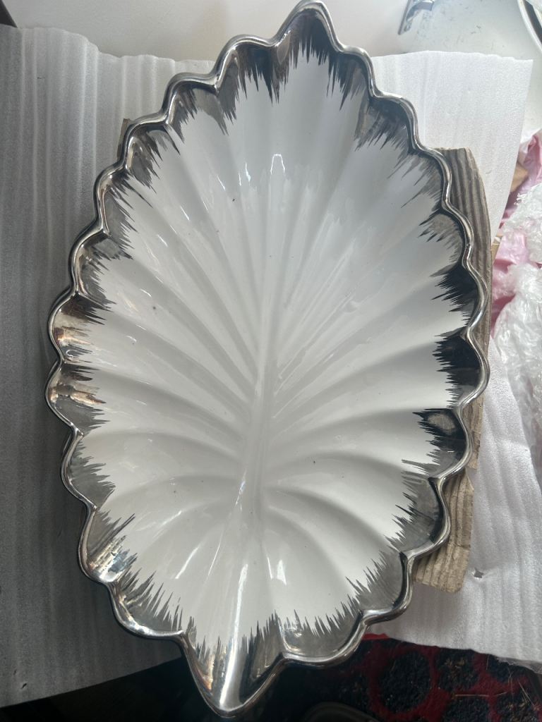 Brand new white and silver dishes 