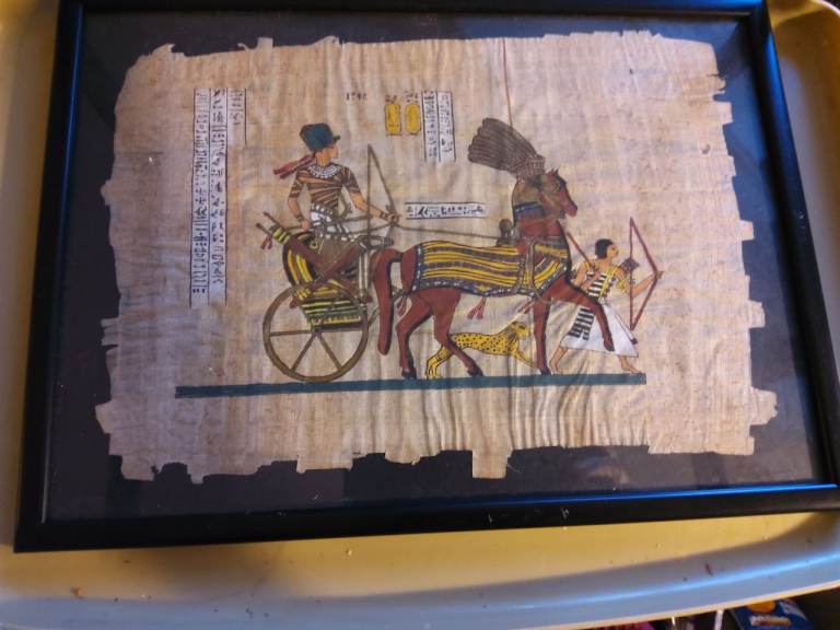 Framed egyptian papyrus picture