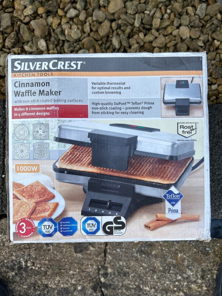  Silvercrest Cinnamon Waffle Maker used for baking specific biscuit-style waffles. 