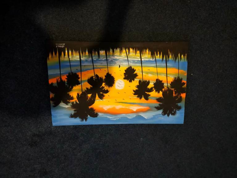 Signed Canvas hand painted palm trees