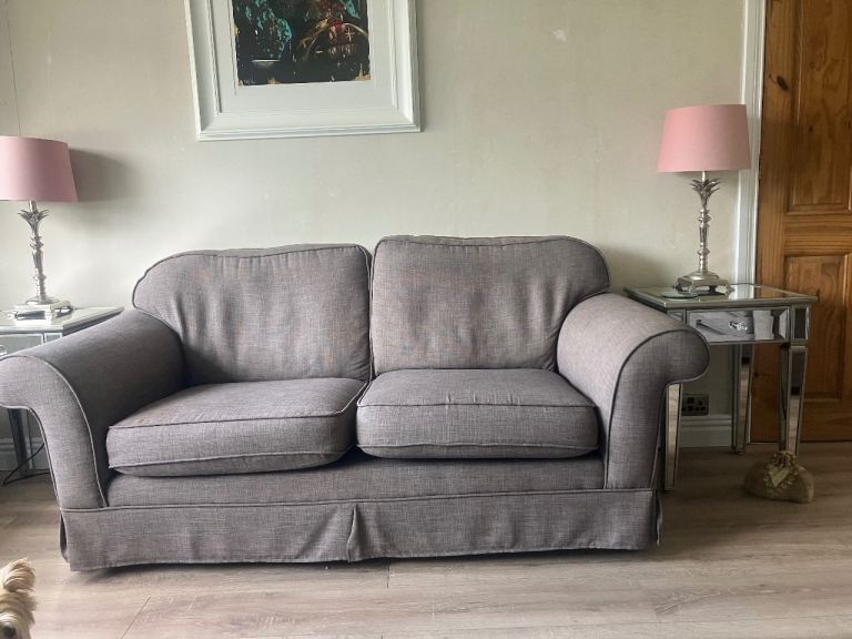 X 2 cosy grey/ mink Laura Ashley sofas