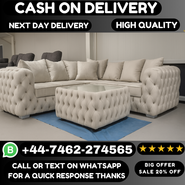 New Beige Tufted Corner Sofa & Matching Coffee Table