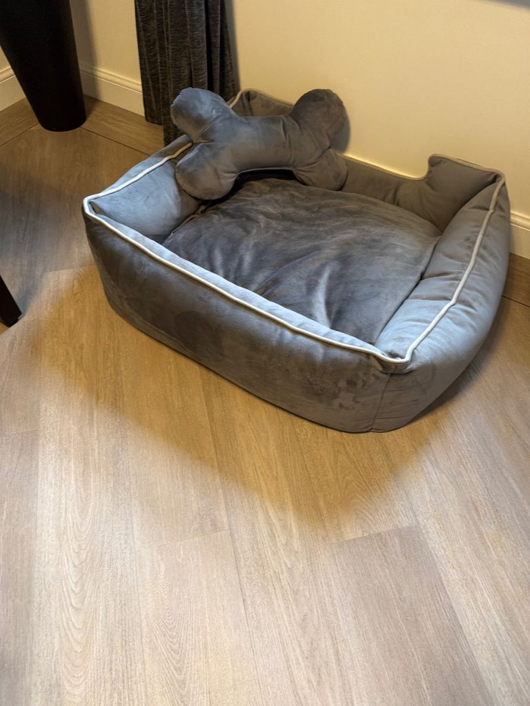 Grey Velvet Dog Bed