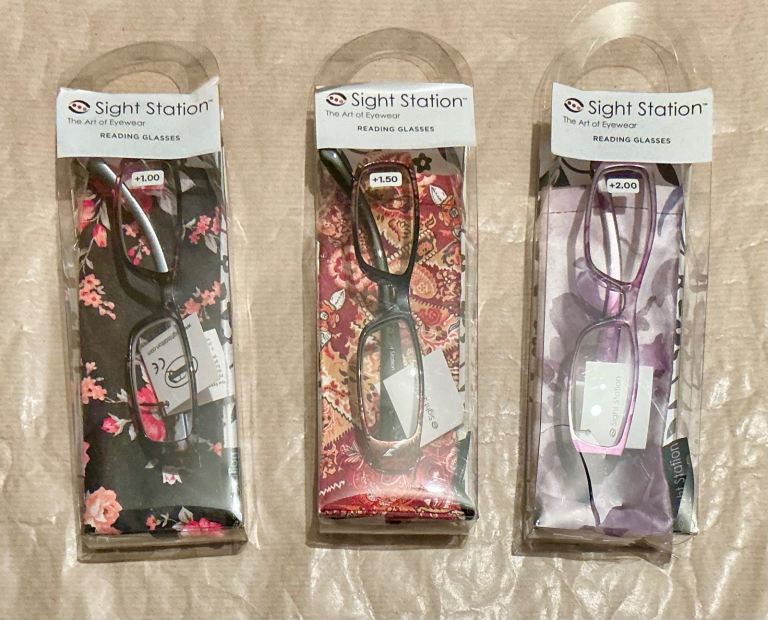Ladies Sight Station Reading Glasses with bag - Strengths: +1.00, +1.50 & +2.00 ~ £1.00 each