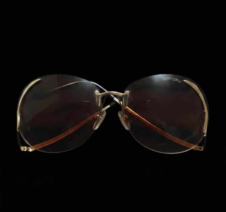 Tom Ford Vintage Oversized Rimless Sunglasses Gold Gradient Lens W/ Velvet Case