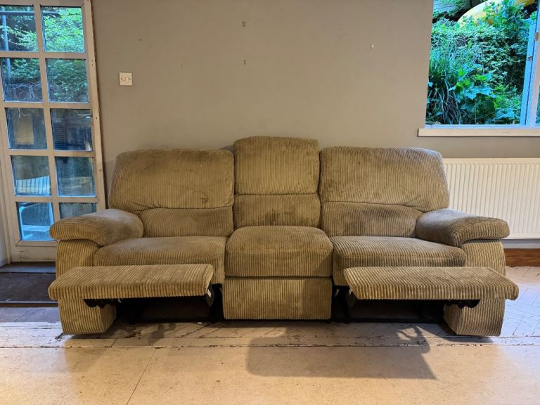 Cord reclining sofa 