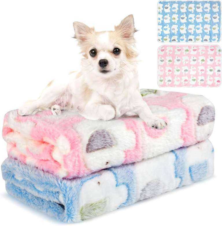 Neerow Dog Blanket Washable, 60 × 40 cm Cat Blanket, 2 Pack Fluffy Puppy Blankets.