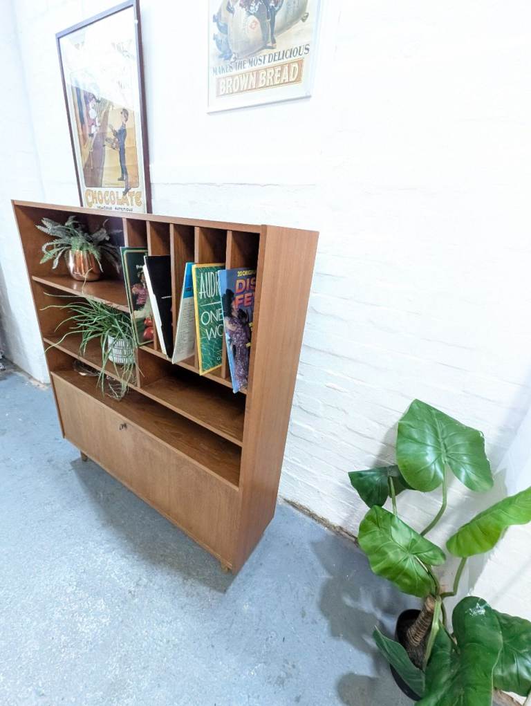 Danish Mid Century Teak Record Cabinet by Domino