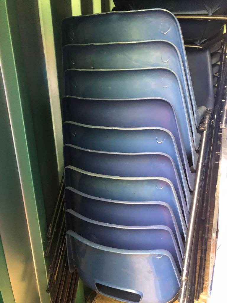 Plastic blue chairs