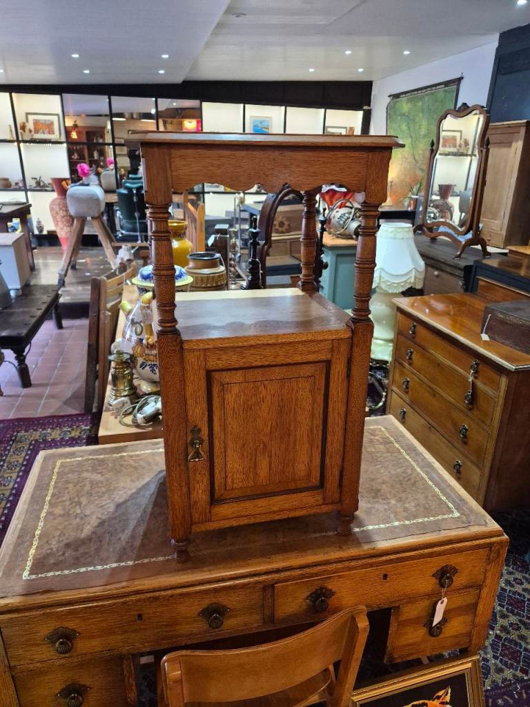Antique oak bedside locker
