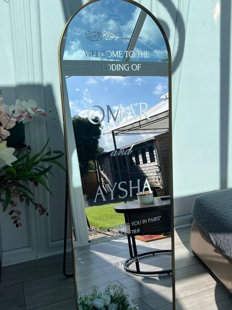 Mirror Welcome Sign for HIRE