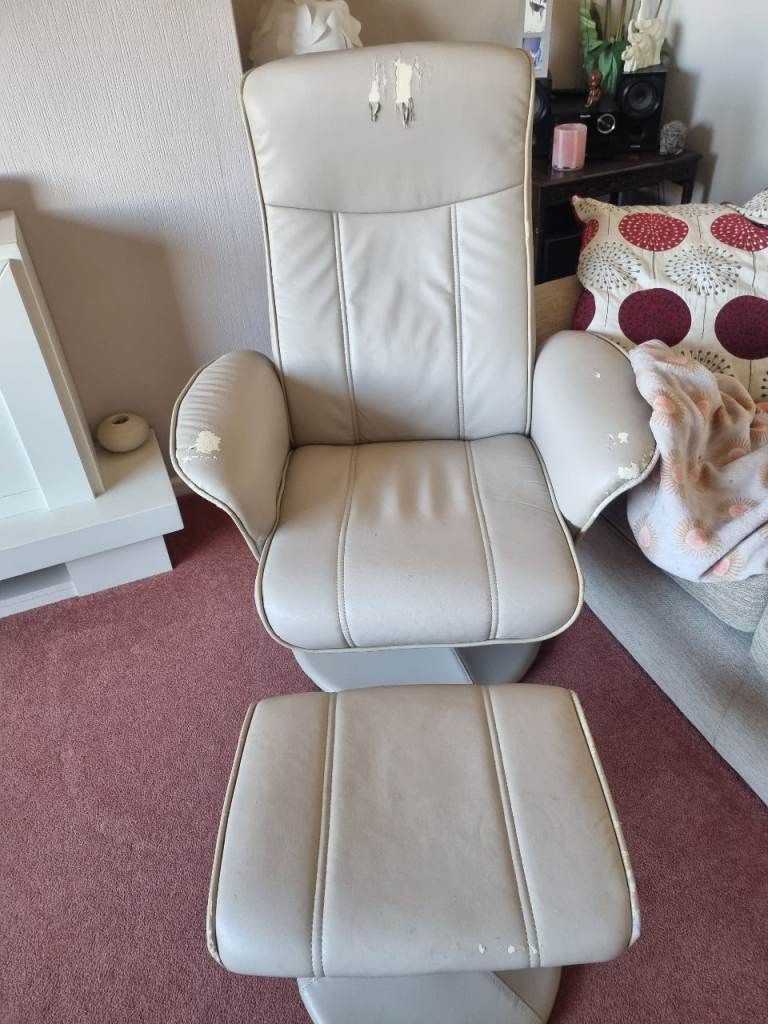 Free Leather chair and foot rest 