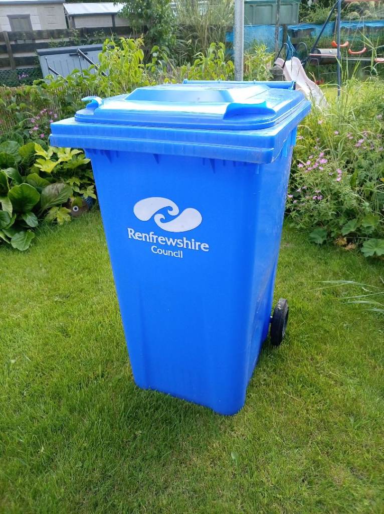 New and Unused Blue Recycling Wheelie Bin Renfrewshire Council