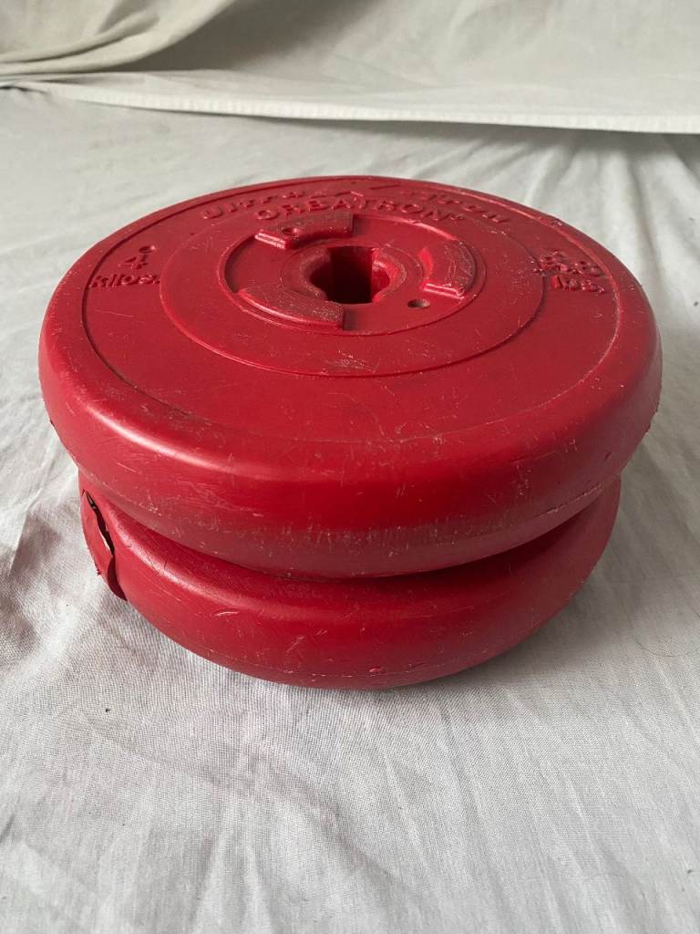 image for 2 x 4KG/8.8lbs Plastic Vinyl Weight Plate - Ultra K-Tron Orbatron