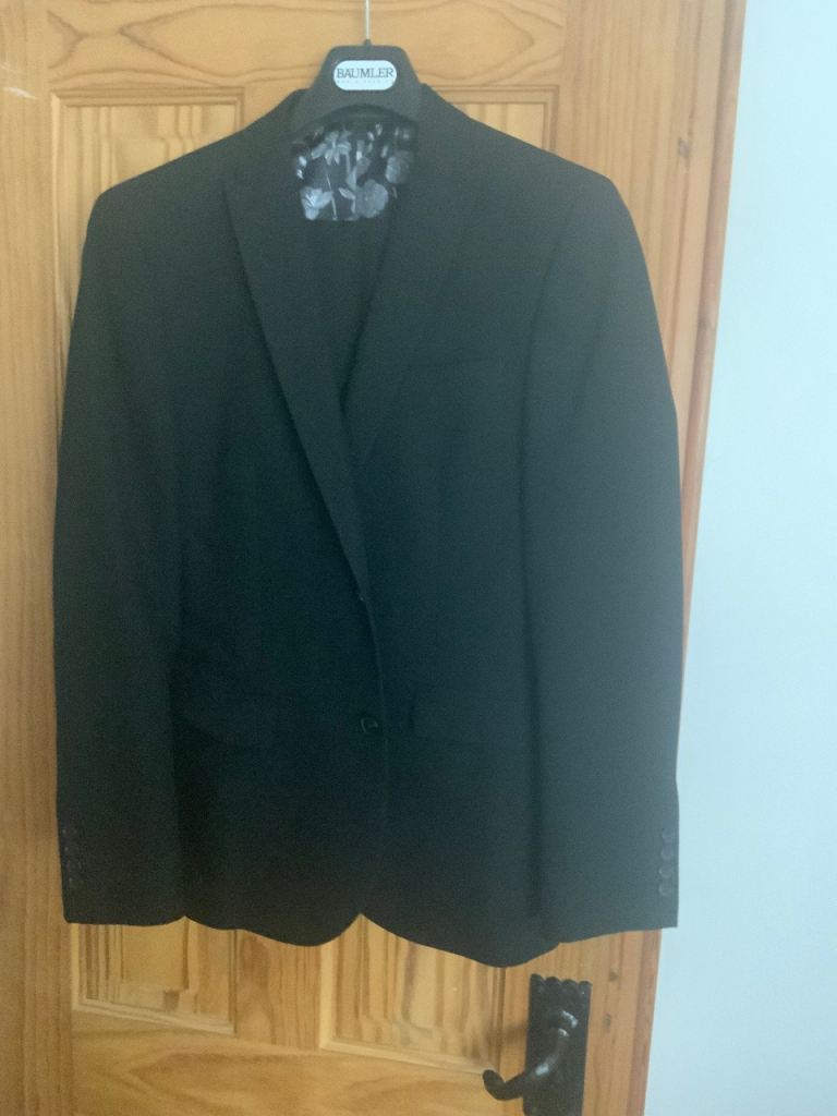 Next Black Slim Fit Suit Jacket and Trousers – Good Condition