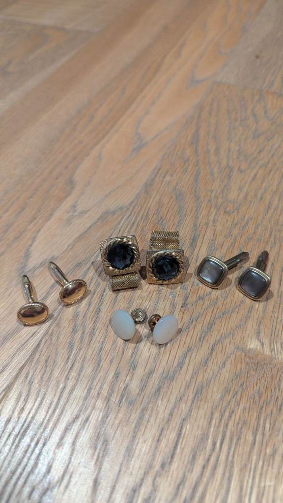 BUNDLE of vintage Victorian Edwardian style cufflinks & jewellery box from Sliema