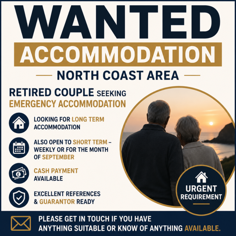 Retired couple urgently seek accommodation 
