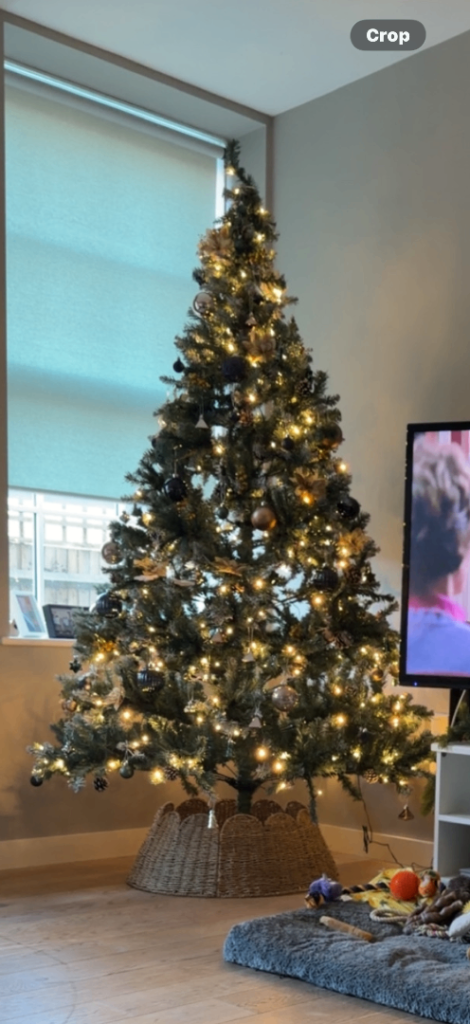 8ft Habitat Pre-lit Christmas tree with skirt. 