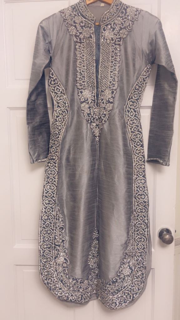 Beautiful Grey/Silver Embroidered Traditional Wear Dress