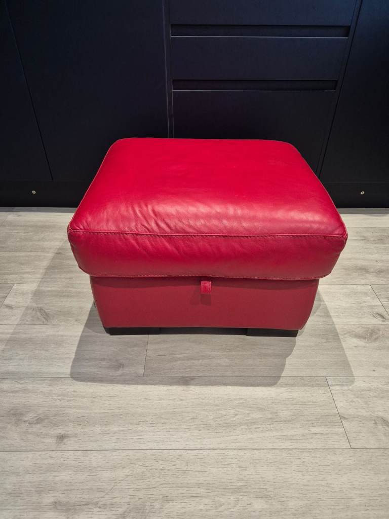 Red Leather Footstool