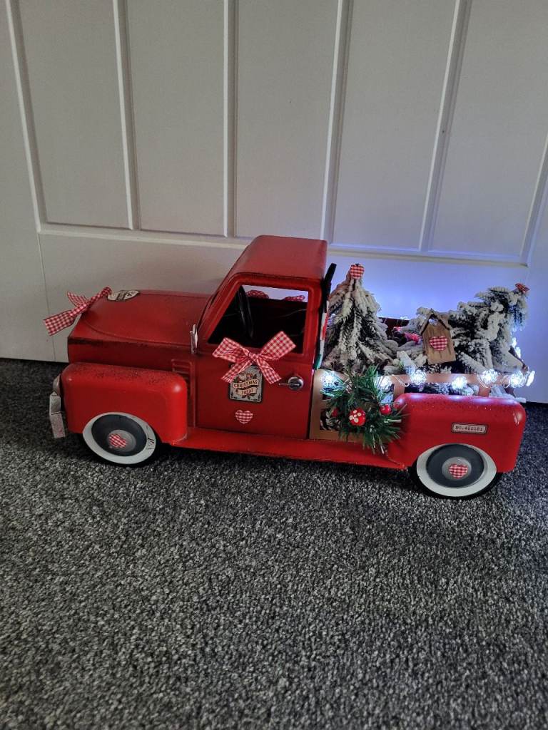 Charming Red Christmas Truck Decoration with LED Lights