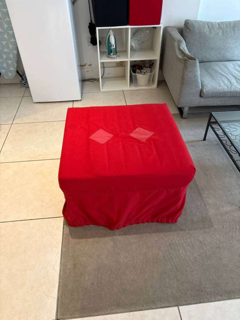 Living Room Set: Modern L-Shaped Corner Sofa + Matching Red Footstool ...