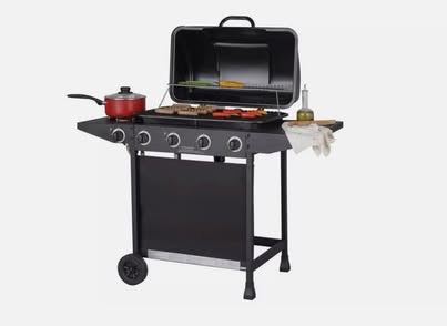 Four burner gas bbq with side burner and accessories 