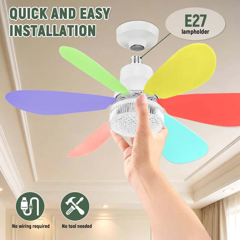 Ceiling Fan with Light & Remote – 20.5" E27, 3‑Speed, 3‑Color (New)