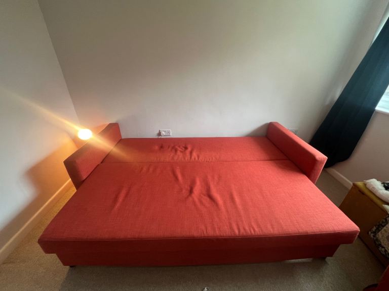 Ikea FRIHETEN Orange Cotton Sofa Bed – Excellent Condition