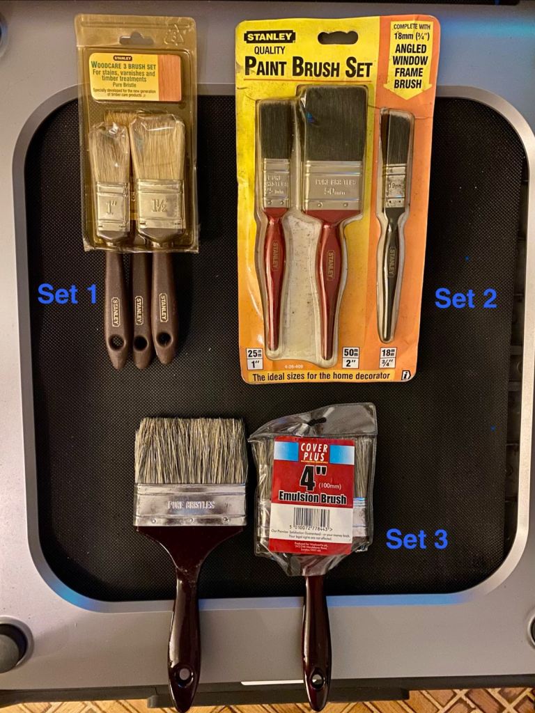 Vintage Woolworths & Stanley PURE BRISTLE Paint Brush Sets Brand New Sealed Retro