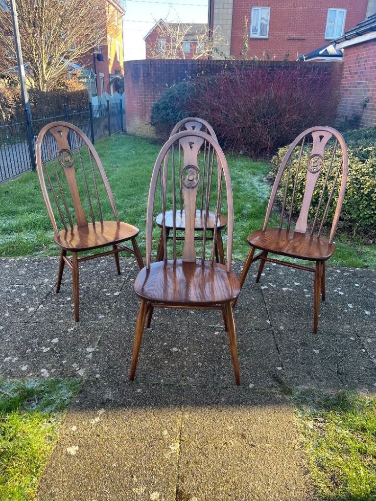 Set of Ercol Windsor swab back dining chairs (delivery available)