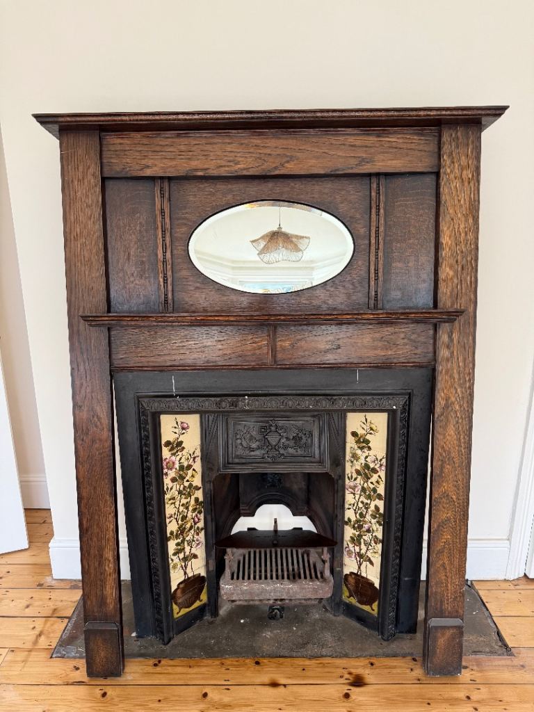 Original Victorian Fireplace with Tile Detail & Mirror