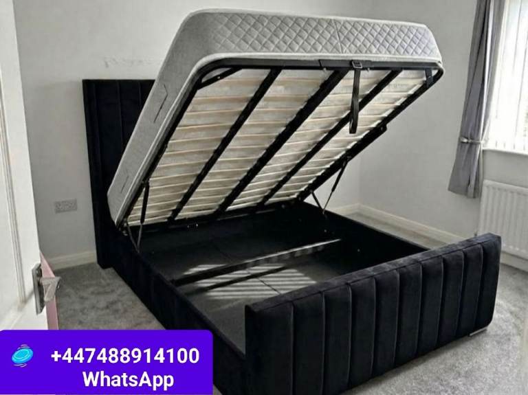 plush velvet All Single size Double/ king/ Super king Ottoman Bed Frame with Mattress – Brand new 