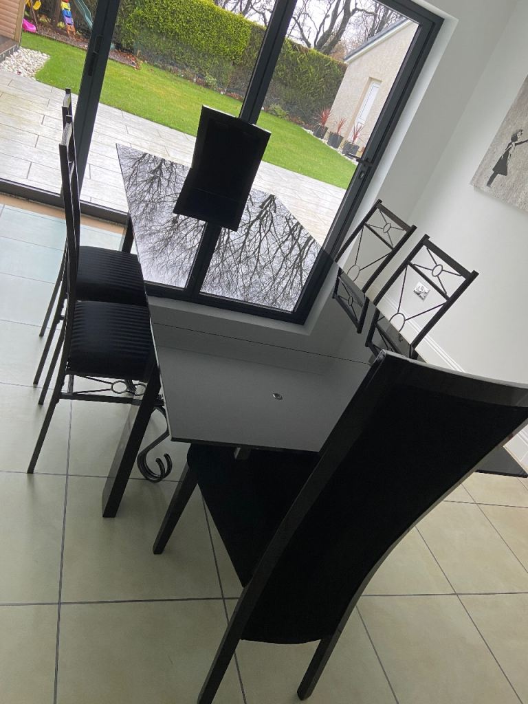 Black dining table and chairs 