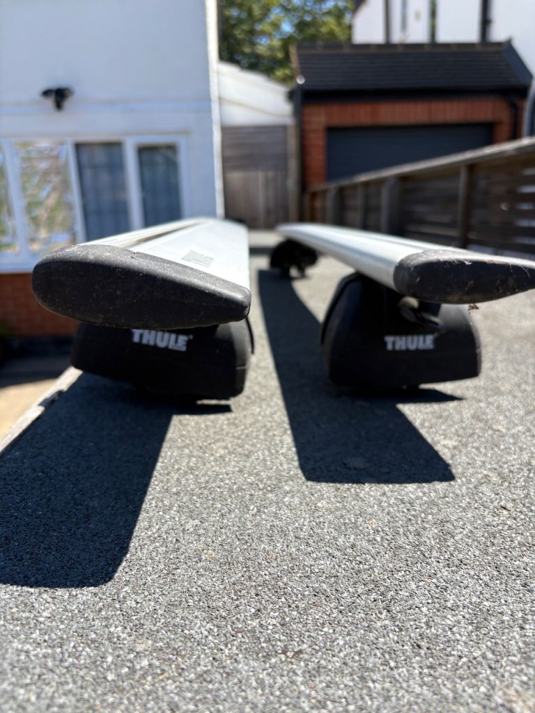 Genuine Thule WingBar Roof Bars – 123cm – Complete with Locking Feet & Key – used on Vauxhall Meriva