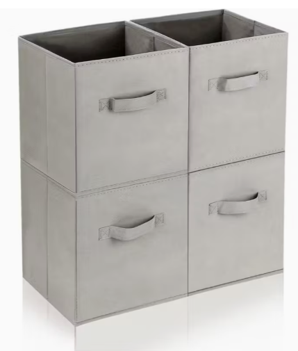 image for Foldable 4PCS Grey Fabric Storage Boxes £4