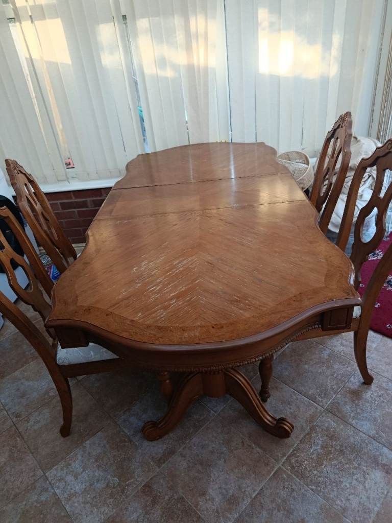 Dining table four chairs cabinet 