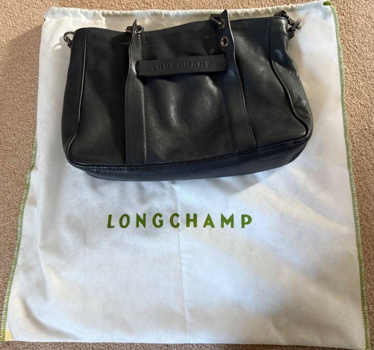Genuine Longchamp 3d leather crossbody bag medium navy