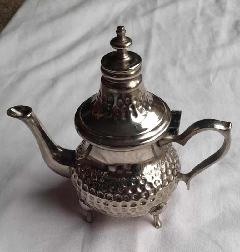 Silver metal teapot