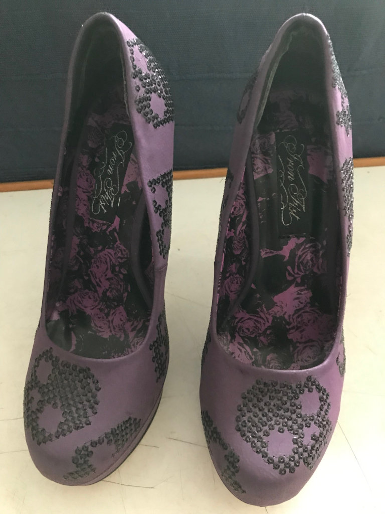 Pre-loved 'Iron Fist' Purple/Black Sequins Platform Stiletto Shoes - Size 4