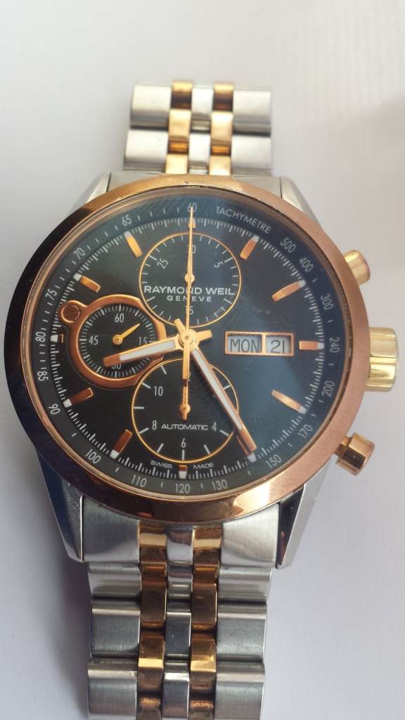 Mens Raymond Weil 7730-SP5-20111 Automatic Rose Gold Chronograph Watch Boxed