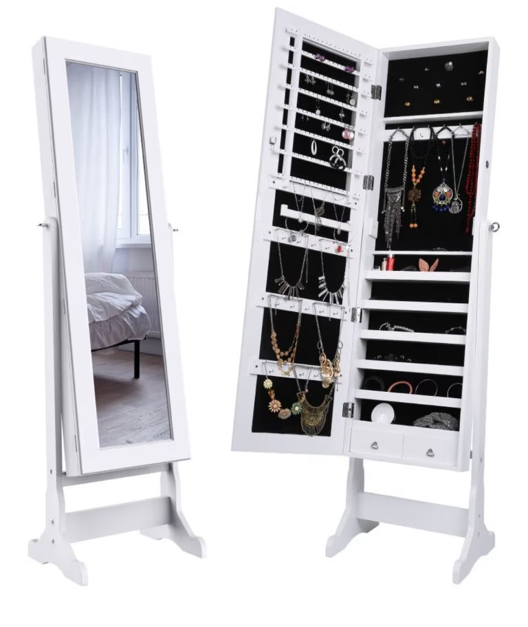 Jewellery Cabinet Freestanding with mirror and lock