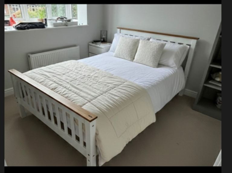 image for Double wooden bed and mattress 