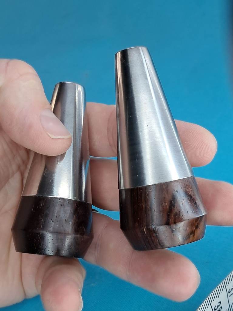 Vintage Danish DKF Lundtofte A&B Wood Stainless Steel Salt & Pepper Shakers.